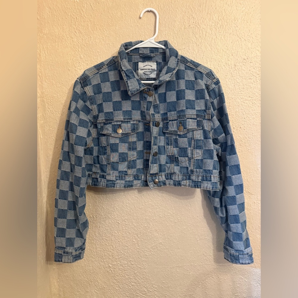 American Bazi Blue Checkered Jean Jacket